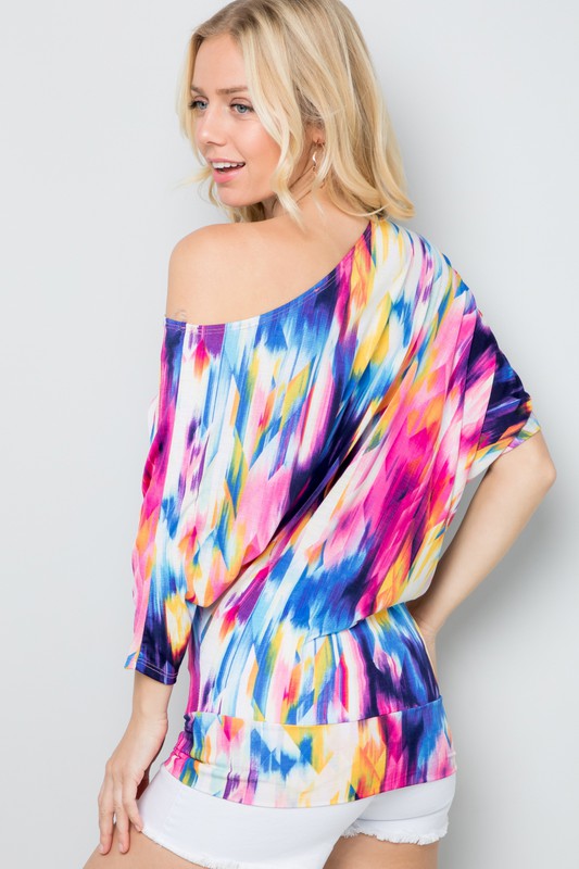 Colorful Boat Neck Top