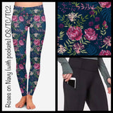 Roses on Navy Print Pocket Leggings
