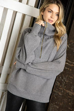 Heavenly Pullover Zipper Top - Gray