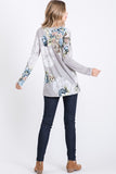 Graceful Floral Fade Long Sleeve Top - Flowy V-Neck Elegance
