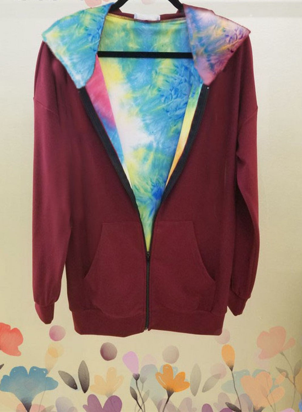 Double Hoodie Zip Up Jacket - Tie Dye