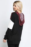Leopard Solid Color Block Contrast Long Sleeve Hoodie
