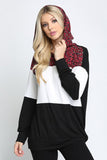 Leopard Solid Color Block Contrast Long Sleeve Hoodie