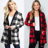 Buffalo Plaid Cardigan with Pockets