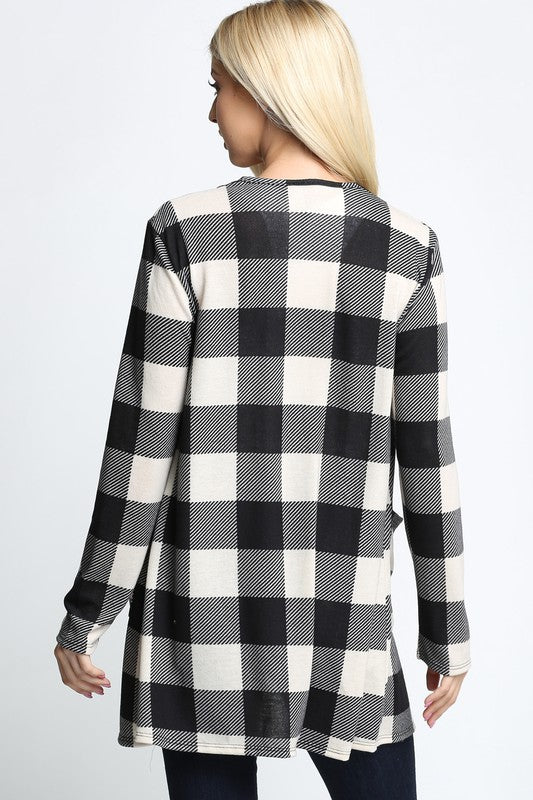 Buffalo Plaid Cardigan with Pockets