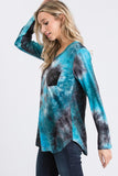 Teal Tie Dye Top with Sequin Pocket - Relaxed Fit and Legging-Soft Material