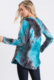 Teal Tie Dye Top with Sequin Pocket - Relaxed Fit and Legging-Soft Material