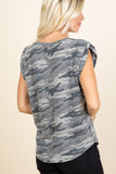 Gray Camo Cap Sleeve Love Top