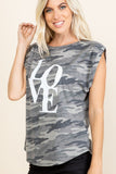 Gray Camo Cap Sleeve Love Top