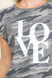 Gray Camo Cap Sleeve Love Top