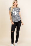 Gray Camo Cap Sleeve Love Top