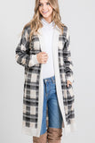 Taupe Plaid Cardigan w/ Pockets