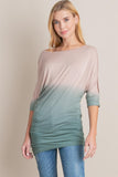 Dip Dye Ombre Asymmetric Cold Shoulder Top