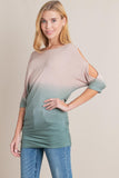 Dip Dye Ombre Asymmetric Cold Shoulder Top