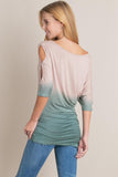 Dip Dye Ombre Asymmetric Cold Shoulder Top