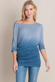 Dip Dye Ombre Asymmetric Cold Shoulder Top