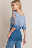 Dip Dye Ombre Asymmetric Cold Shoulder Top