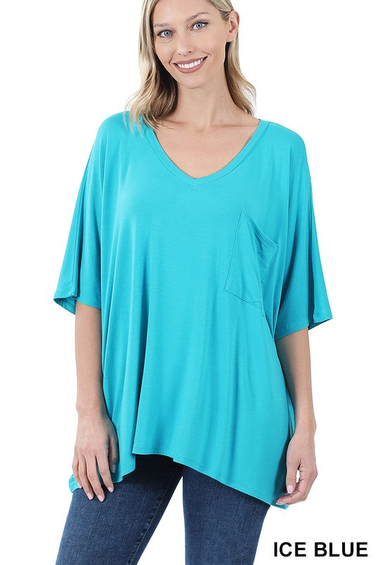 Luxe Rayon Oversized V-neck Top (35-19)
