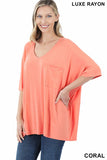 Luxe Rayon Oversized V-neck Top