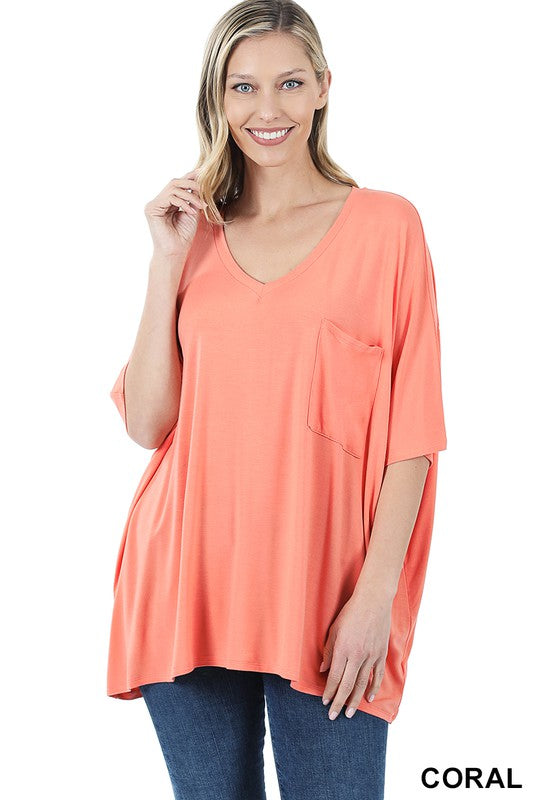 Luxe Rayon Oversized V-neck Top