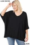 Luxe Rayon Oversized V-neck Top
