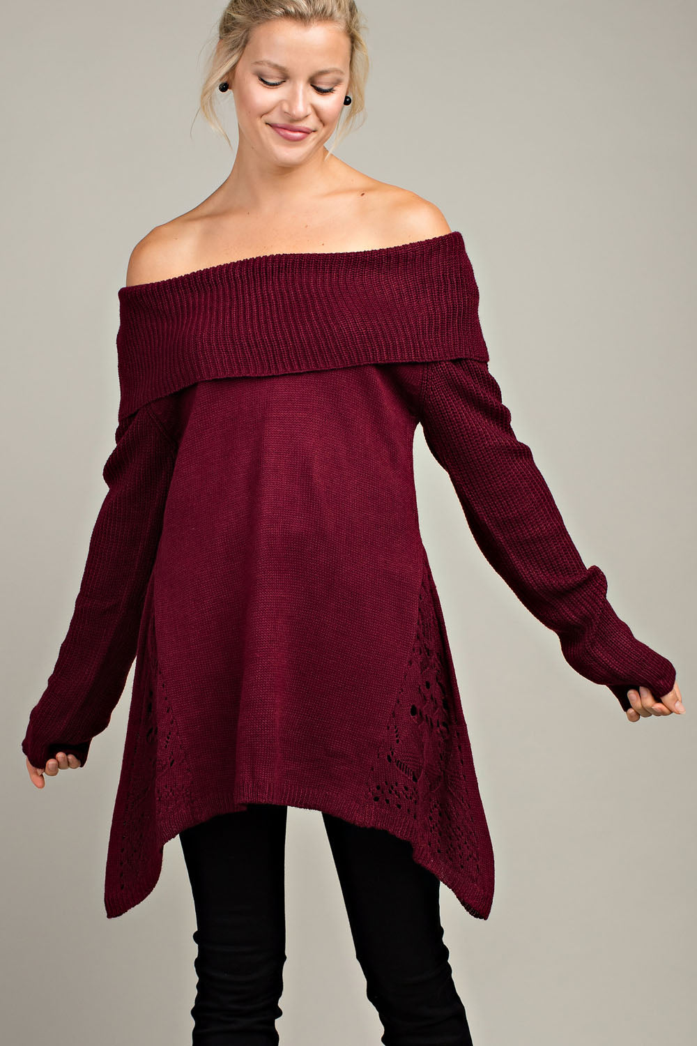 Off Shoulder Tunic Sweater