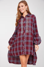 Embroidered Check Dress