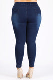 Distressed Dark Denim Skinny Stretch Jeggings