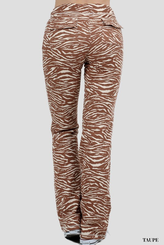 Zebra Print Fleece Comfy Animal Print Drawstring Lounge Pants