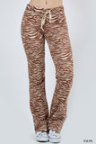 Zebra Print Fleece Comfy Animal Print Drawstring Lounge Pants