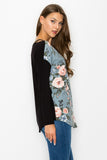 Comfort Fit Floral V-Neck Long Sleeve Top - Soft Stretch for Everyday Elegance