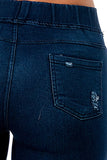 Distressed Dark Denim Skinny Stretch Jeggings