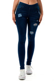 Distressed Dark Denim Skinny Stretch Jeggings