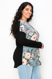 Comfort Fit Floral V-Neck Long Sleeve Top - Soft Stretch for Everyday Elegance