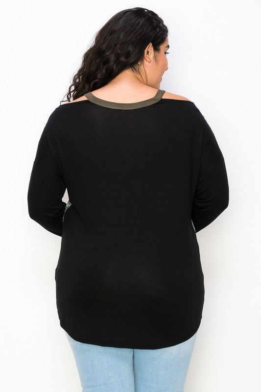 Comfort Fit Floral V-Neck Long Sleeve Top - Soft Stretch for Everyday Elegance