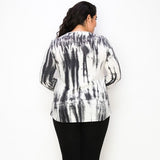 Extra Soft Lace-Up Long Sleeve Tie-Dye V-Neck Top