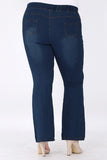 Comfy Dark Denim Jean Flare Pull On Jeggings