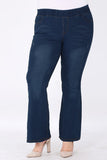 Comfy Dark Denim Jean Flare Pull On Jeggings