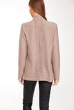 Draped Neck Lace Insert Knit Cardigan - Mocha