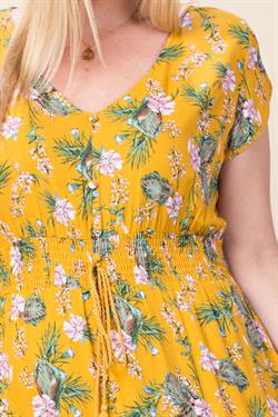 Button Down Short Sleeve Maxi Dress - Yellow
