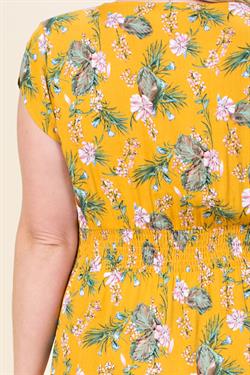 Button Down Short Sleeve Maxi Dress - Yellow