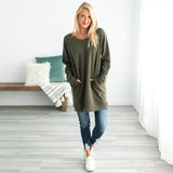 Oversized Loose Fit V-Neck Tunic Sweatshirt