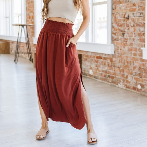 Side Slit Maxi Skirt with Pockets (35-19)