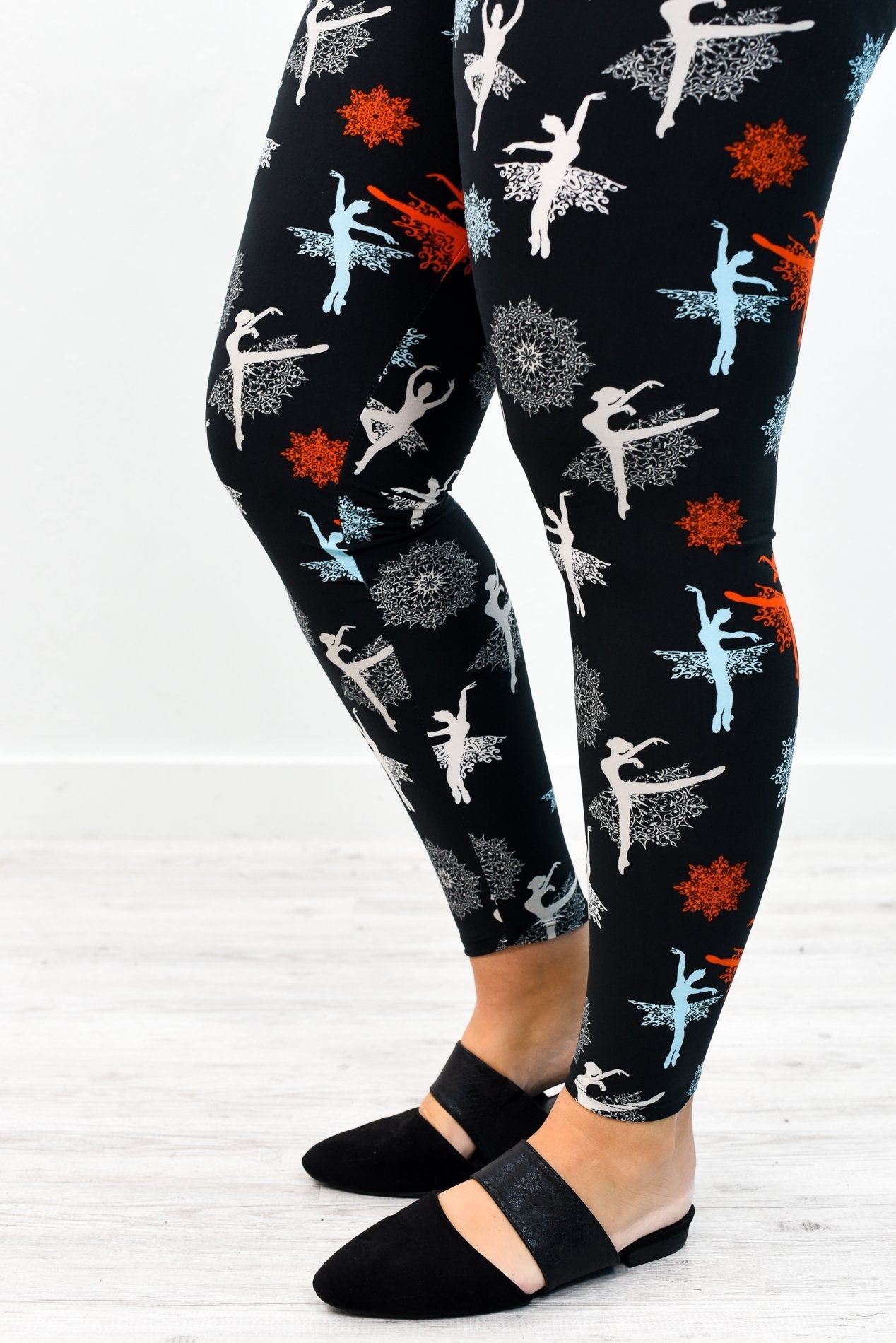 Sugar Plum Fairy Snowflake Ballerina Print Soft Leggings