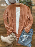 Soft Waffle Knit Cardigan w/ Thumbholes & Slouchy Pockets