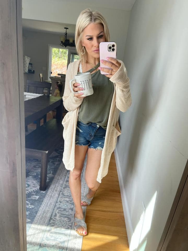 Soft Waffle Knit Cardigan w/ Thumbholes & Slouchy Pockets