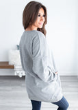 Oversized Loose Fit V-Neck Tunic Sweatshirt