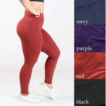 Solid Color Leggings With Side Pockets
