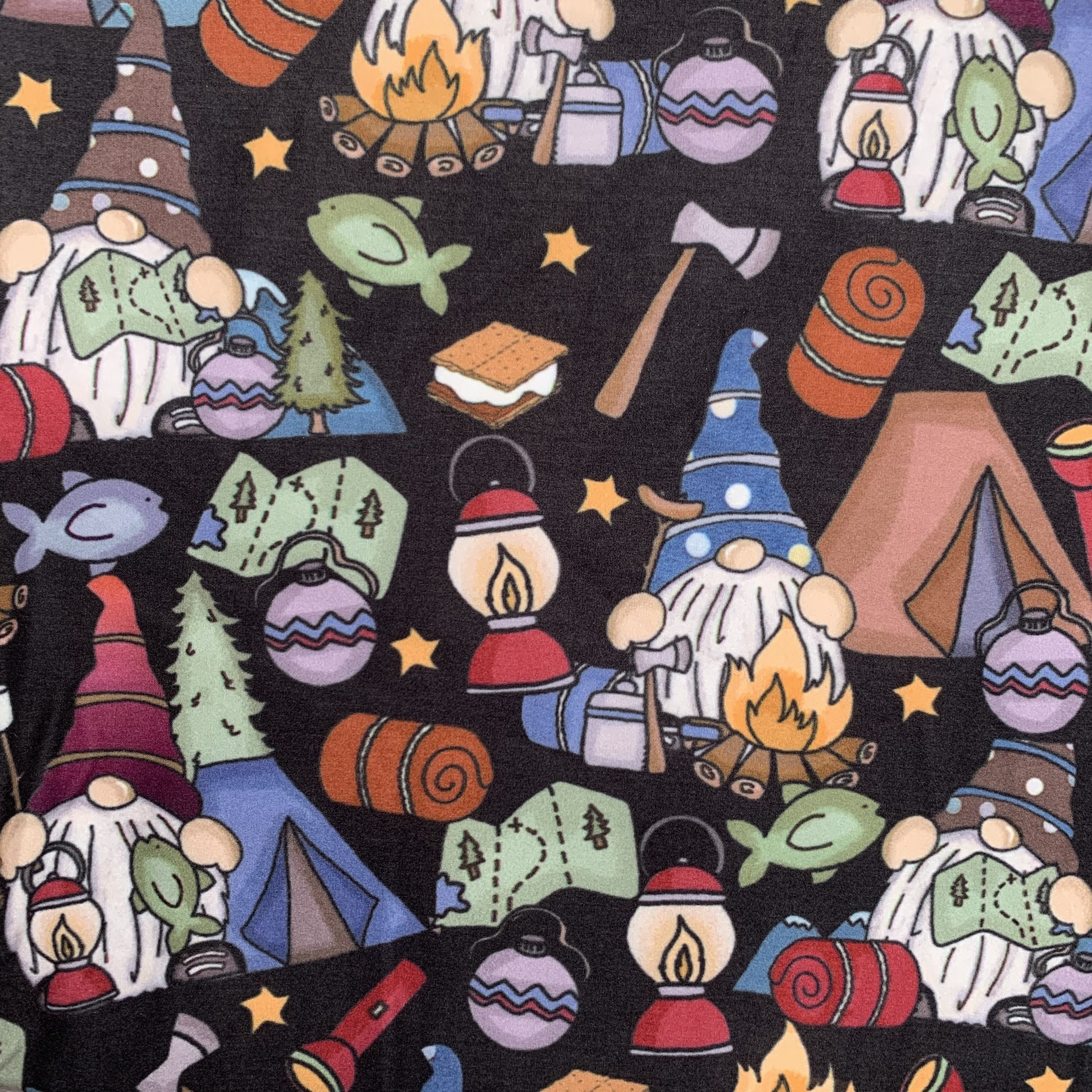 Camping Gnomes Print Capri Soft Leggings