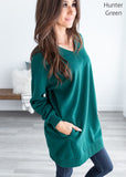 Oversized Loose Fit V-Neck Tunic Sweatshirt